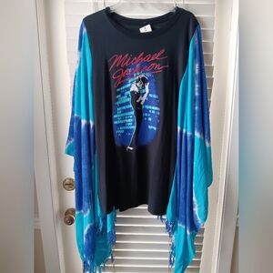 SOLD Upcycled Michael Jackson Graphic Tshirt Poncho Top